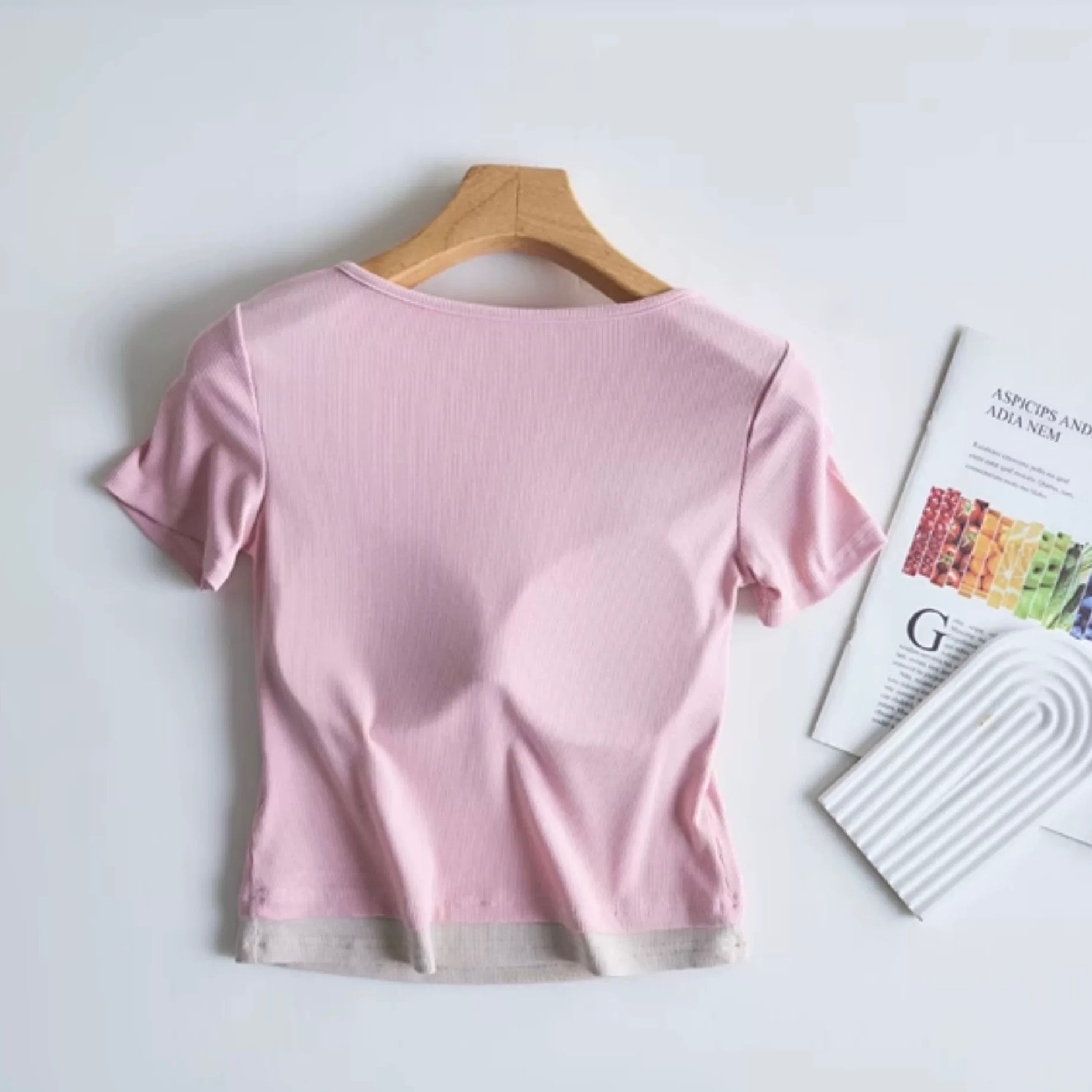 Ozark Buttoned Built-In Bra T-shirt